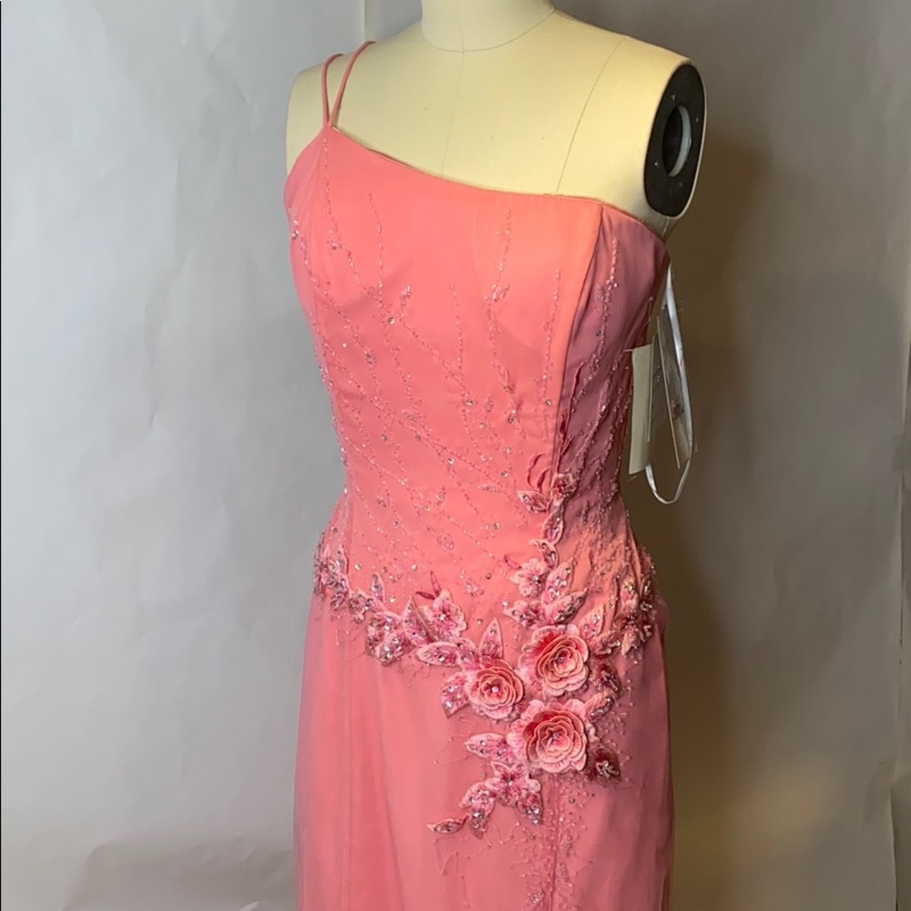 Peach one shoulder gown